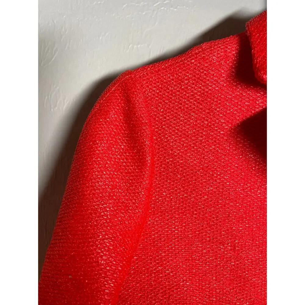 Tory Burch Castleton Peacot Womens XS Red Gold Buttons Silk Lining Cotton Blend